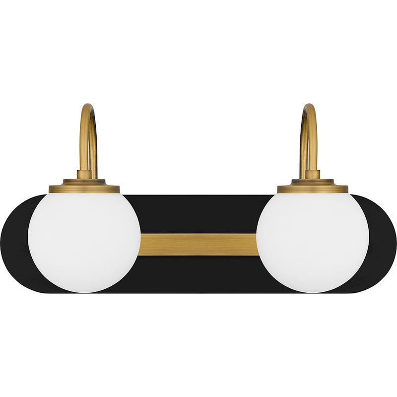 Quoizel Desmond 2 Light Bath Light, Matte Black/Opal Etched Glass