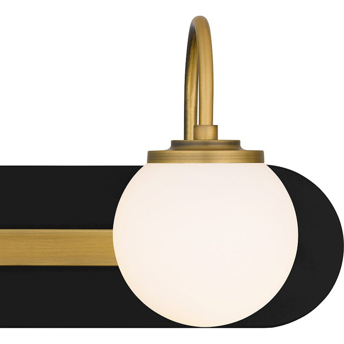 Quoizel Desmond 2 Light Bath Light, Matte Black/Opal Etched Glass