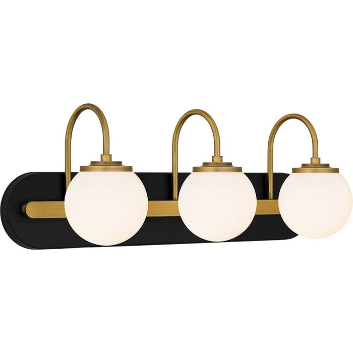 Quoizel Desmond 3 Light Bath Light, Matte Black/Opal Etched Glass