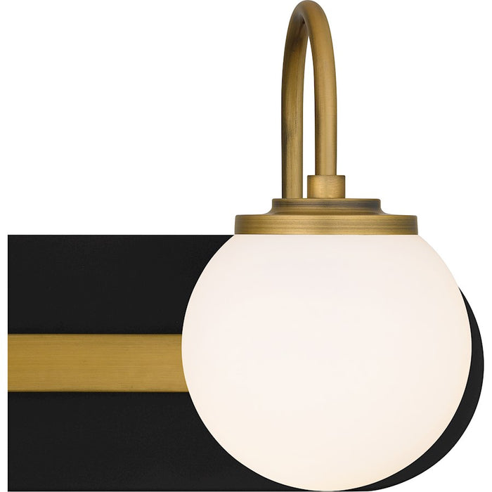 Quoizel Desmond 3 Light Bath Light, Matte Black/Opal Etched Glass