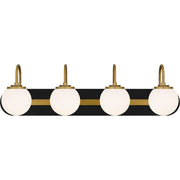 Quoizel Desmond 4 Light Bath Light, Matte Black/Opal Etched Glass - DES8631MBK