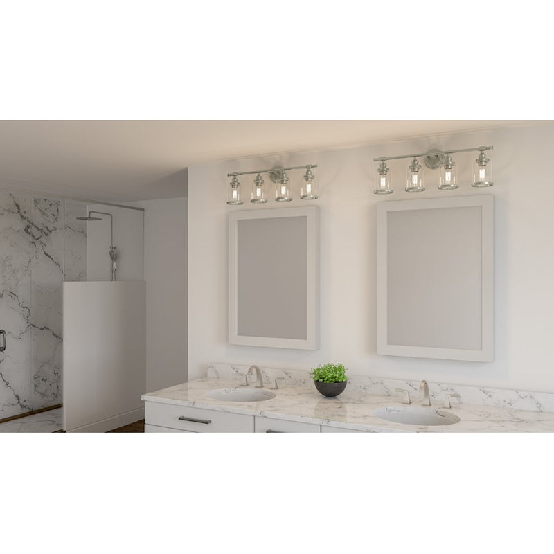 Quoizel Dixie 4 Light Bath Light, Brushed Nickel/Clear