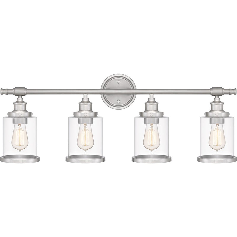 Quoizel Dixie 4 Light Bath Light, Brushed Nickel/Clear