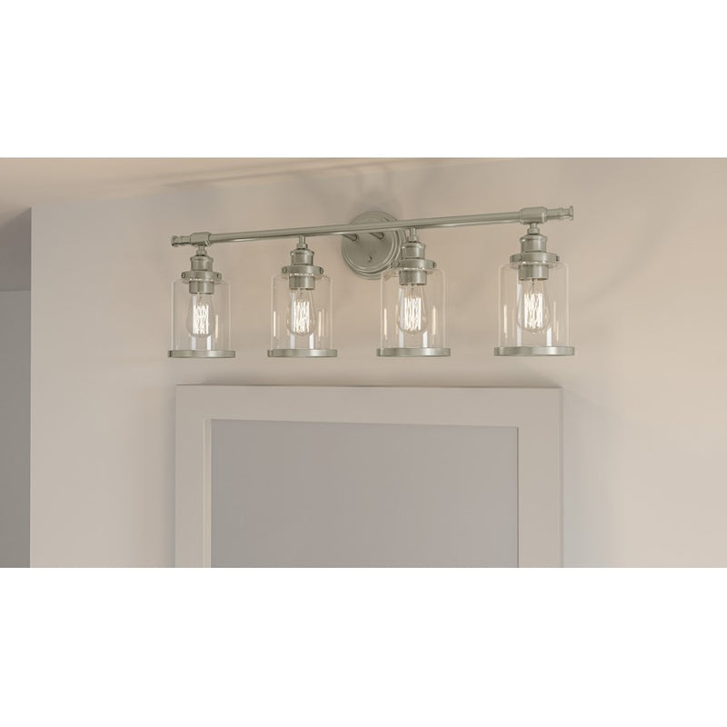 Quoizel Dixie 4 Light Bath Light, Brushed Nickel/Clear