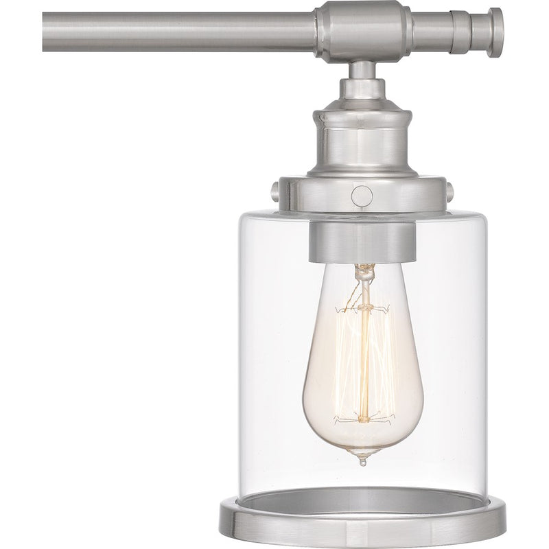 Quoizel Dixie 4 Light Bath Light, Brushed Nickel/Clear