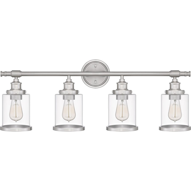 Quoizel Dixie 4 Light Bath Light, Brushed Nickel/Clear