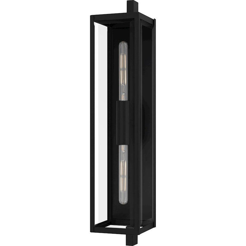 Quoizel Dale 2Lt Outdoor Lantern, Black/Clear Beveled - DLE8407MBK