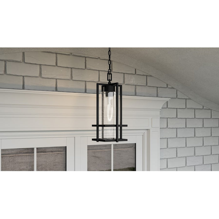 Quoizel Damien 1 Light Outdoor Lantern, Earth Black/Clear Seeded