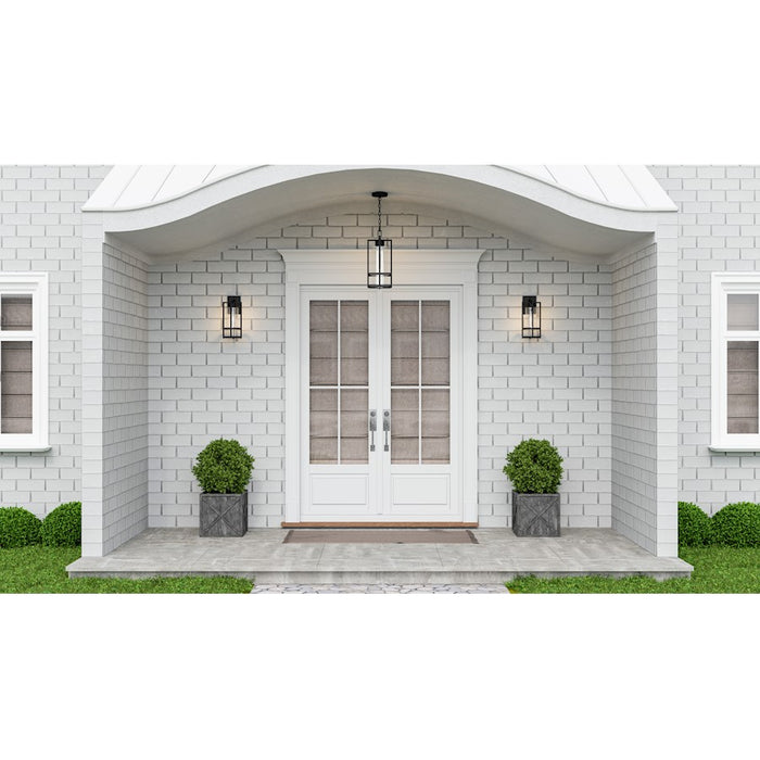 Quoizel Damien 1 Light Outdoor Lantern, Earth Black/Clear Seeded