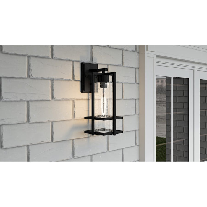 Quoizel Damien 1 Light Outdoor Lantern, Earth Black/Clear Seeded