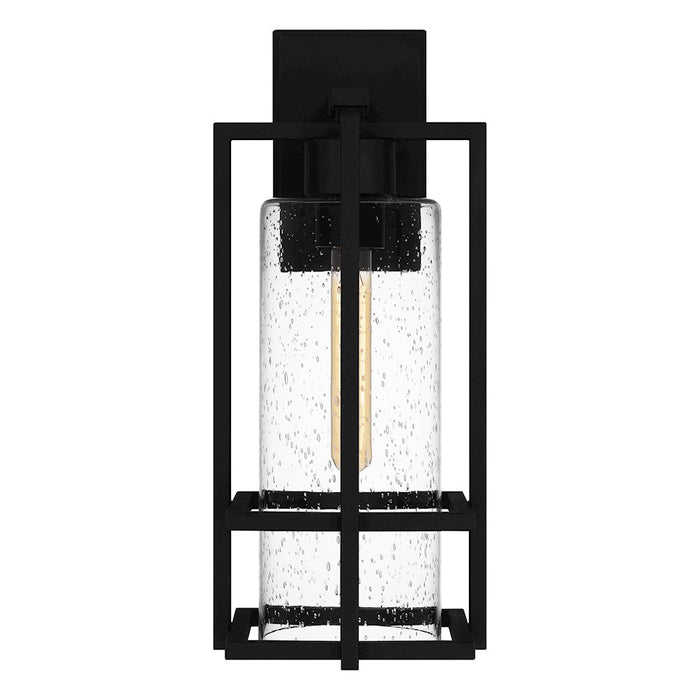 Quoizel Damien 1 Light Outdoor Lantern, Earth Black/Clear Seeded