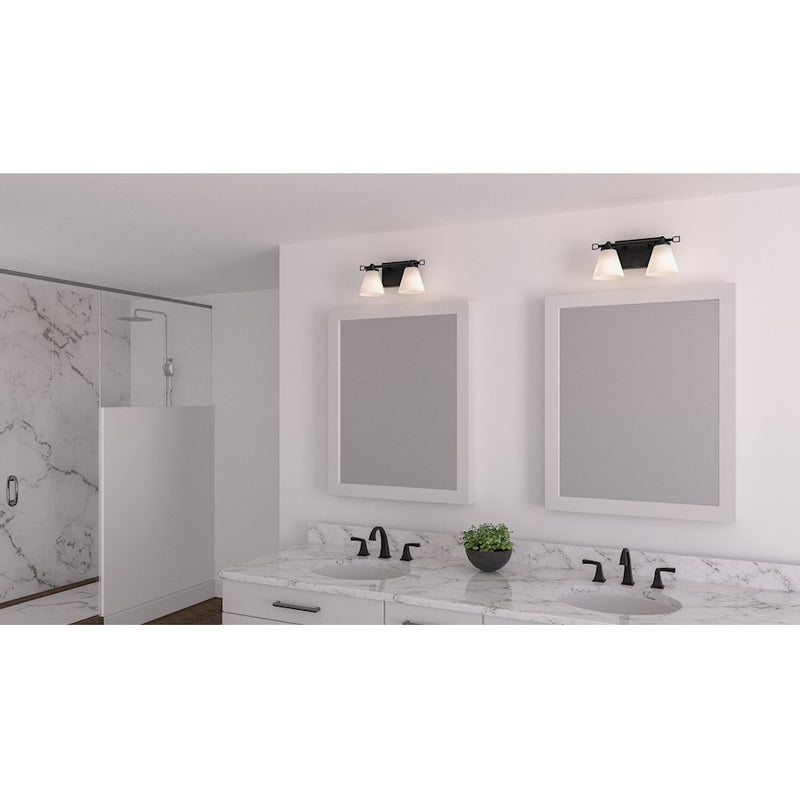 Quoizel Daniels Small Bath Light, Matte Black/Opal Etched