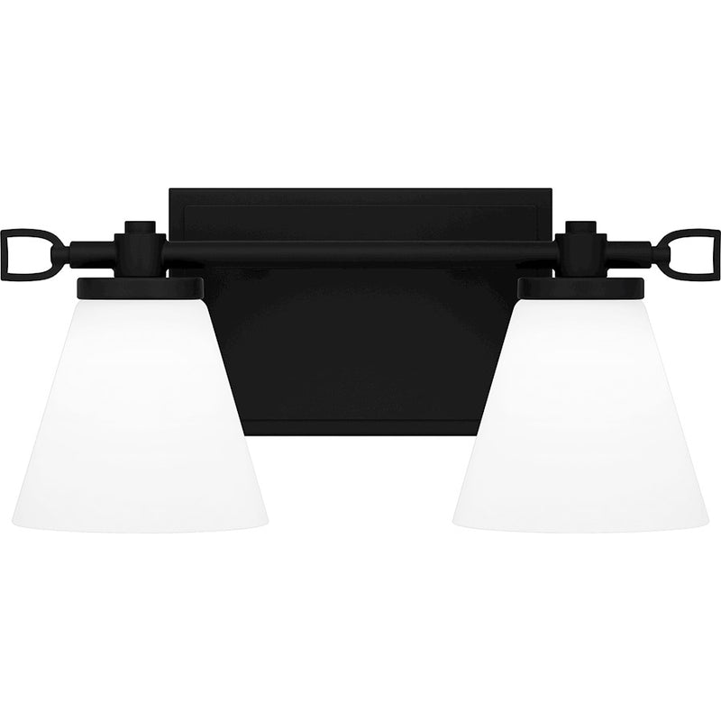 Quoizel Daniels Small Bath Light, Matte Black/Opal Etched