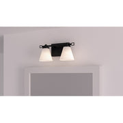 Quoizel Daniels Small Bath Light, Matte Black/Opal Etched