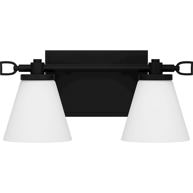 Quoizel Daniels Small Bath Light, Matte Black/Opal Etched