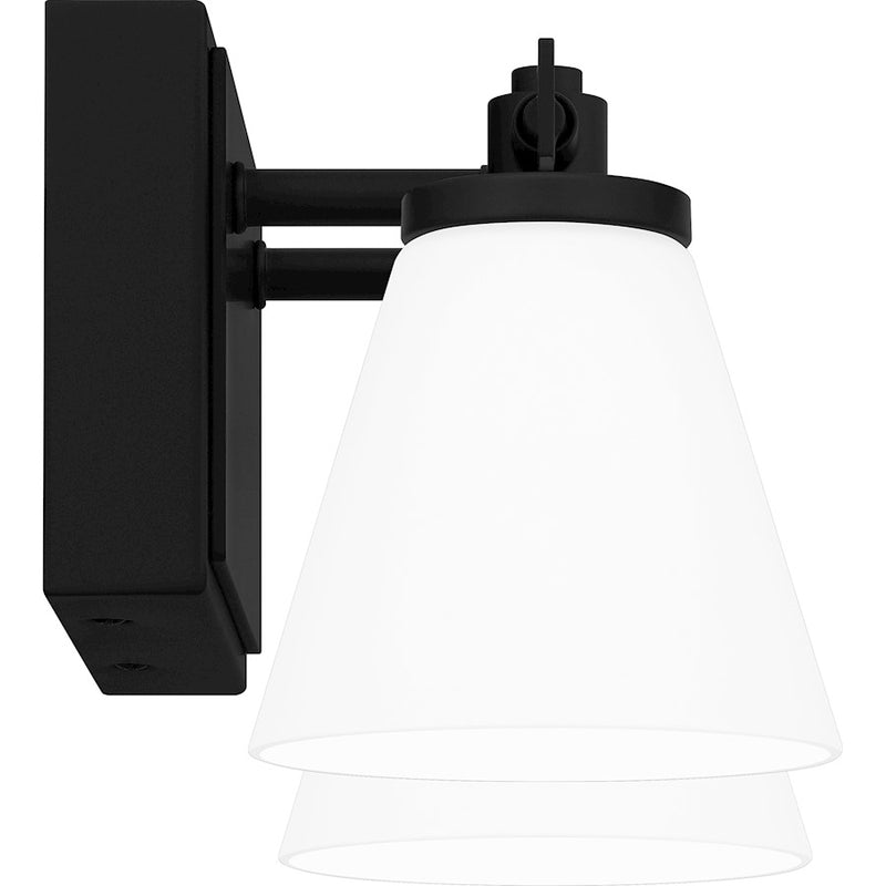 Quoizel Daniels Small Bath Light, Matte Black/Opal Etched