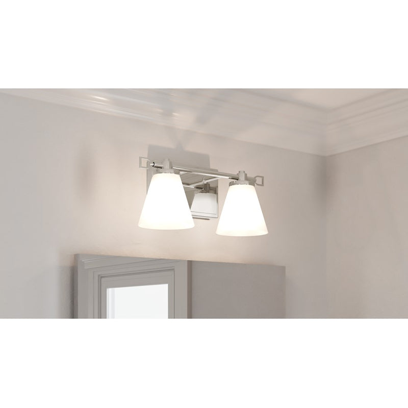 Quoizel Daniels Small Bath Light, Polished Nickel/Opal Etched