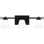 Quoizel Daniels Medium Bath Light, Matte Black/Opal Etched