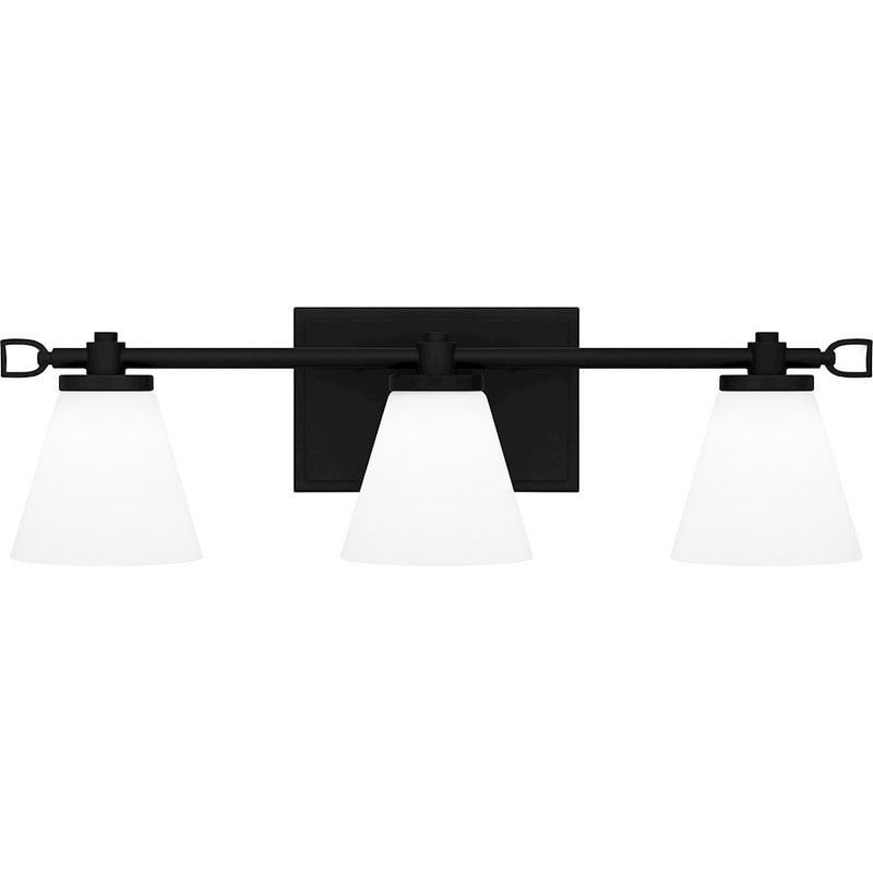Quoizel Daniels Medium Bath Light, Matte Black/Opal Etched