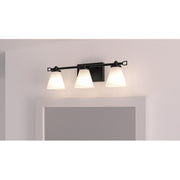 Quoizel Daniels Medium Bath Light, Matte Black/Opal Etched