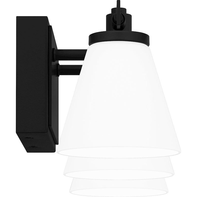 Quoizel Daniels Medium Bath Light, Matte Black/Opal Etched