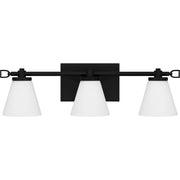 Quoizel Daniels Medium Bath Light, Matte Black/Opal Etched