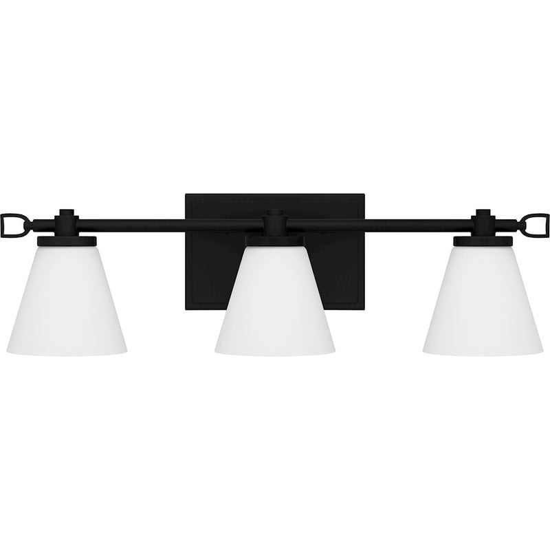 Quoizel Daniels Medium Bath Light, Matte Black/Opal Etched