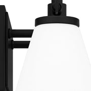 Quoizel Daniels Medium Bath Light, Matte Black/Opal Etched