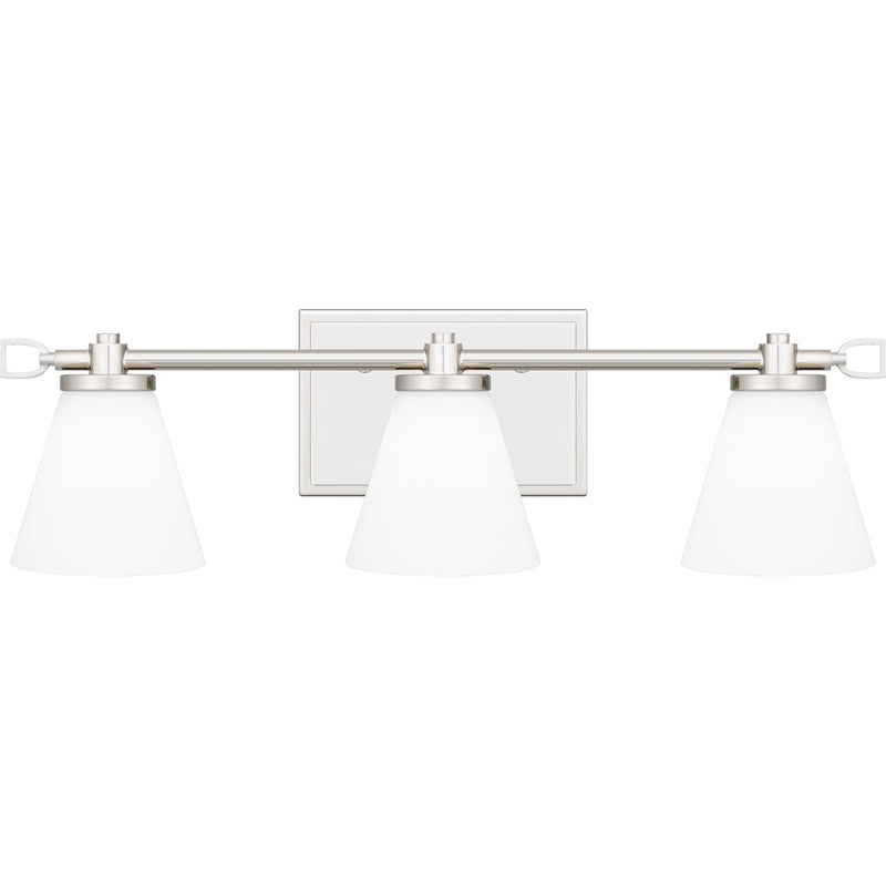 Quoizel Daniels Medium Bath Light, Polished Nickel/Opal Etched