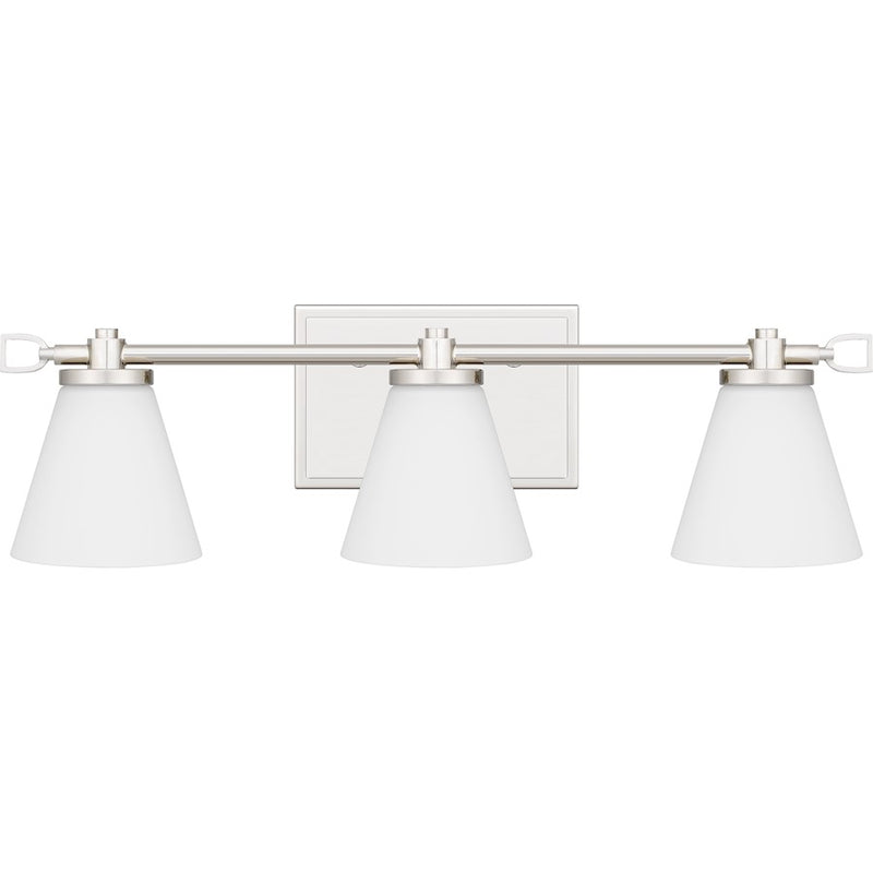Quoizel Daniels Medium Bath Light, Polished Nickel/Opal Etched