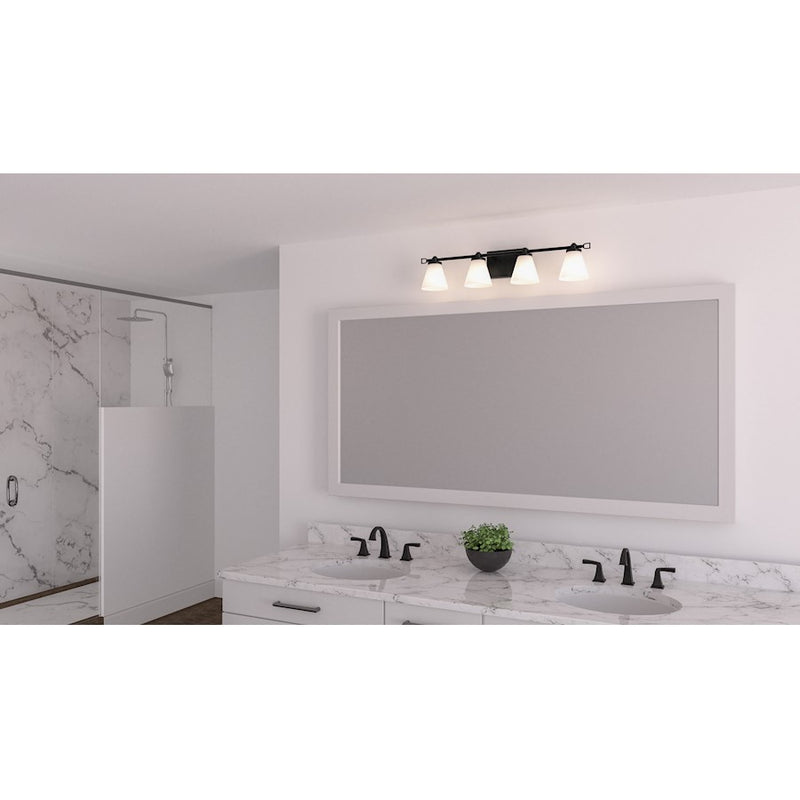 Quoizel Daniels Large Bath Light, Matte Black/Opal Etched