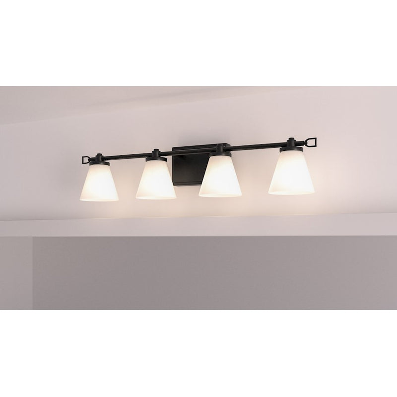 Quoizel Daniels Large Bath Light, Matte Black/Opal Etched