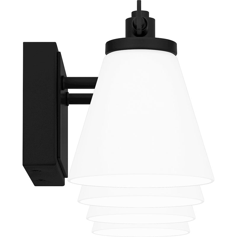 Quoizel Daniels Large Bath Light, Matte Black/Opal Etched