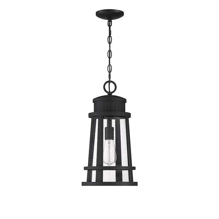 Quoizel Dunham 1 Light Outdoor Hanging, Earth Black/Seeded Glass
