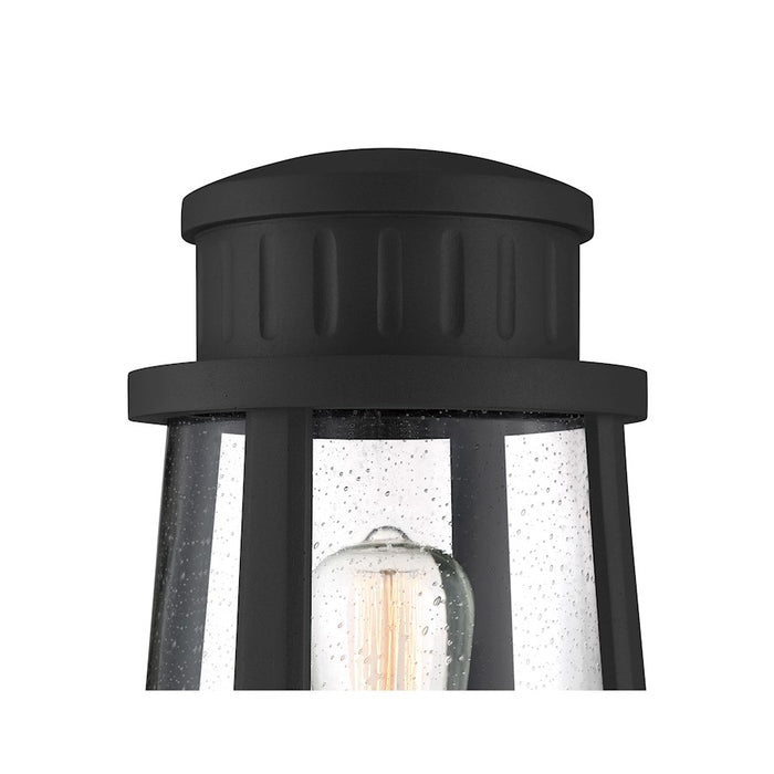 Quoizel Dunham 1 Light Outdoor Post, Earth Black/Clear Seeded Glass