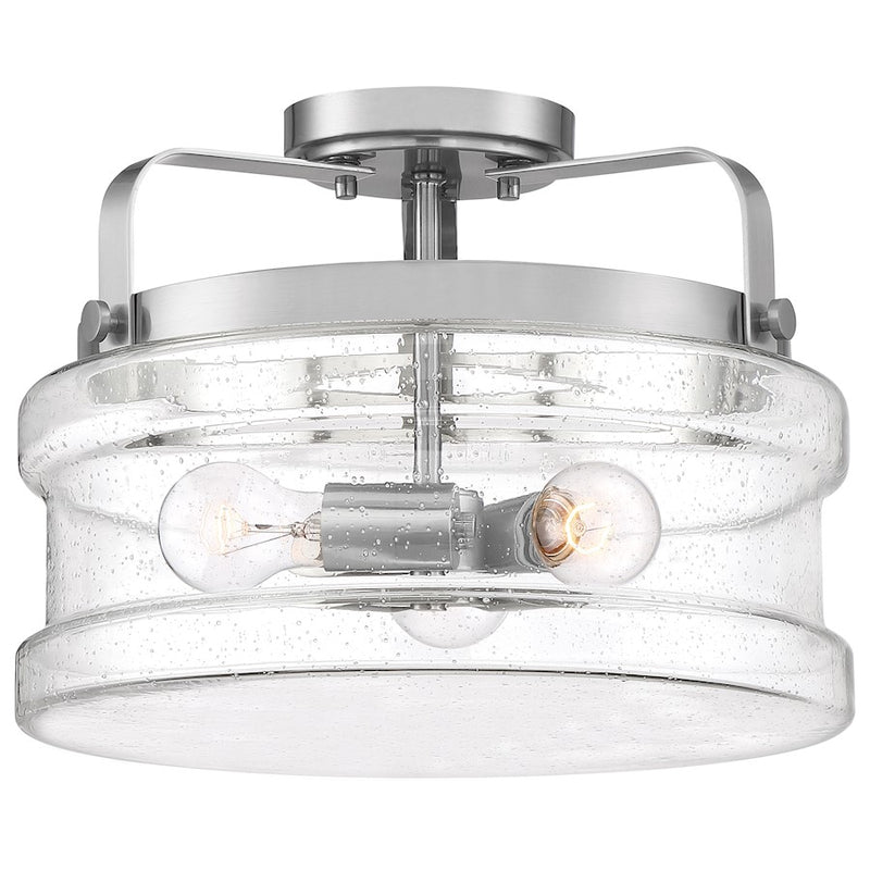Quoizel Danbury 3 Light Semi-Flush Mount, Brushed Nickel
