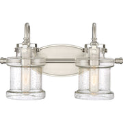 Quoizel Danbury 16in 2-Light Vanity Light | Traditional Brushed Nickel and Clear Seedy Glass | Bathroom Vanity & Powder Room | Model DNY8602BN