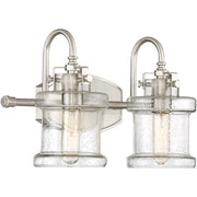 Quoizel Danbury 16in 2-Light Vanity Light | Traditional Brushed Nickel and Clear Seedy Glass | Bathroom Vanity & Powder Room | Model DNY8602BN