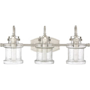 Quoizel Danbury 24in 3-Light Vanity Light | Traditional Brushed Nickel and Clear Seedy Glass | Bathroom Vanity & Powder Room | Model DNY8603BN