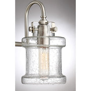 Quoizel Danbury 24in 3-Light Vanity Light | Traditional Brushed Nickel and Clear Seedy Glass | Bathroom Vanity & Powder Room | Model DNY8603BN