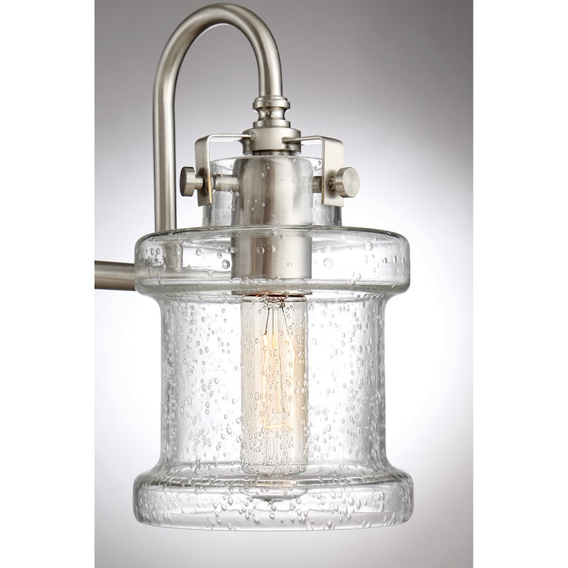 Quoizel Danbury 24in 3-Light Vanity Light | Traditional Brushed Nickel and Clear Seedy Glass | Bathroom Vanity & Powder Room | Model DNY8603BN