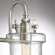 Quoizel Danbury 32in 4-Light Vanity Light | Traditional Brushed Nickel and Clear Seedy Glass | Bathroom Vanity | 32 x 7.25 x 9.75 in | Model DNY8604BN