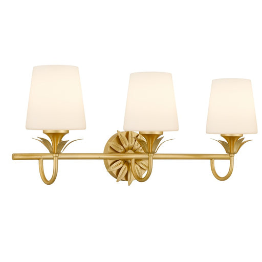 Quoizel Dorothea 3-Lt Gold Leaf Vanity Light, Gold Leaf - DOT8624GFL