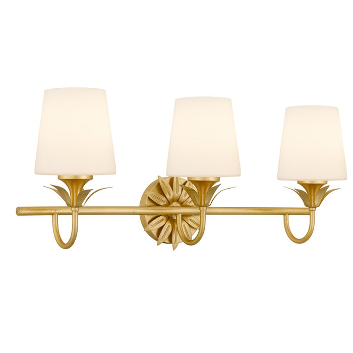 Quoizel Dorothea 3-Lt Gold Leaf Vanity Light, Gold Leaf - DOT8624GFL