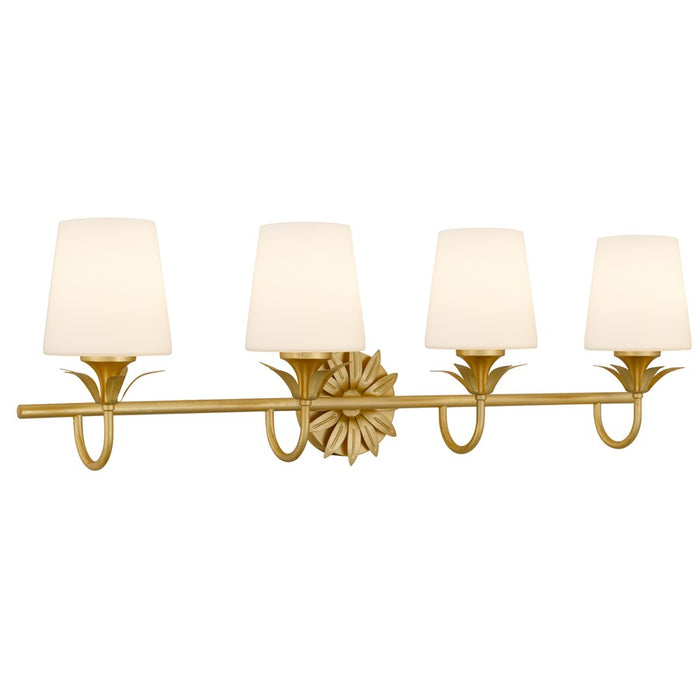 Quoizel Dorothea 4-Lt Gold Leaf Vanity Light, Gold Leaf - DOT8632GFL