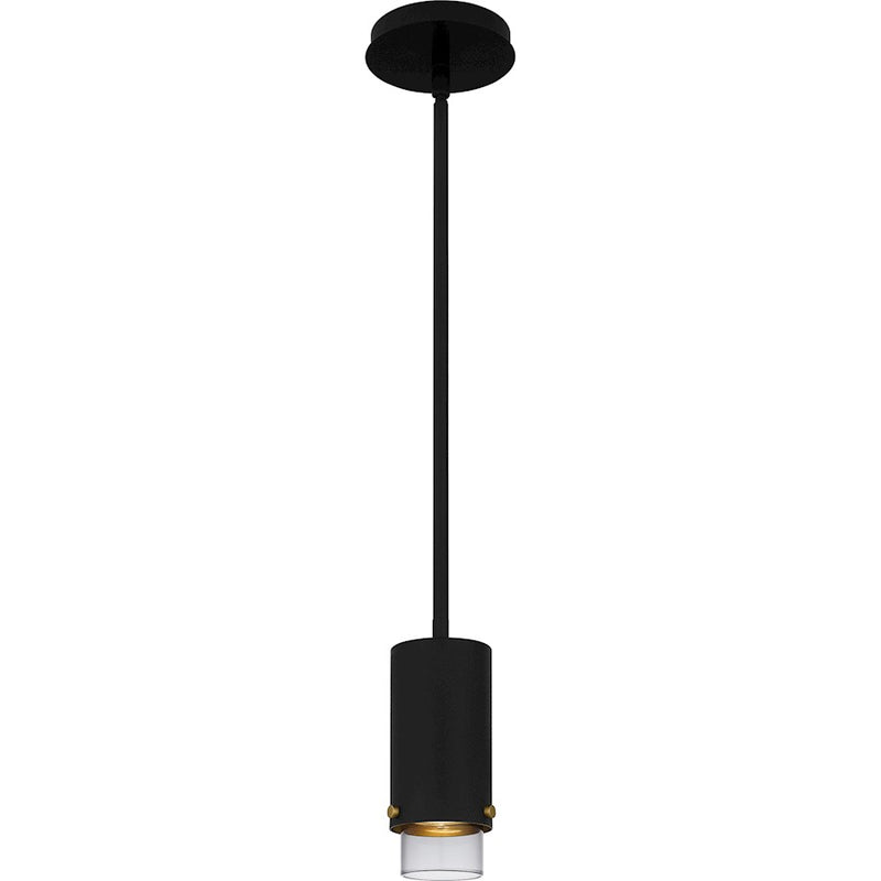 Quoizel Elio 8in 1-Light Mini Pendant | Modern Industrial Matte Black and Smoke Glass | Kitchen Island & Dining Nook | Model EIO1503MBK