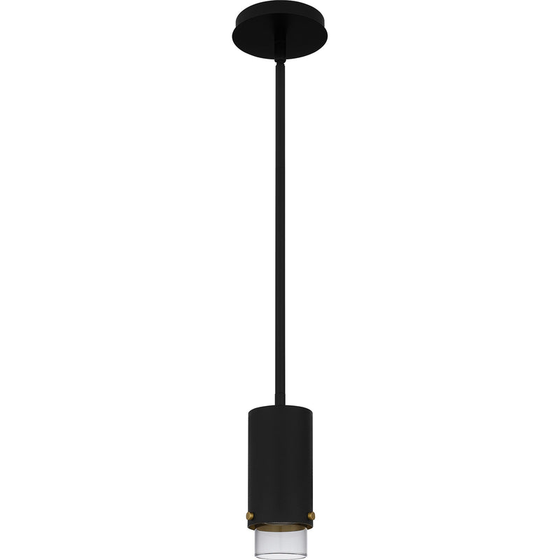 Quoizel Elio 8in 1-Light Mini Pendant | Modern Industrial Matte Black and Smoke Glass | Kitchen Island & Dining Nook | Model EIO1503MBK