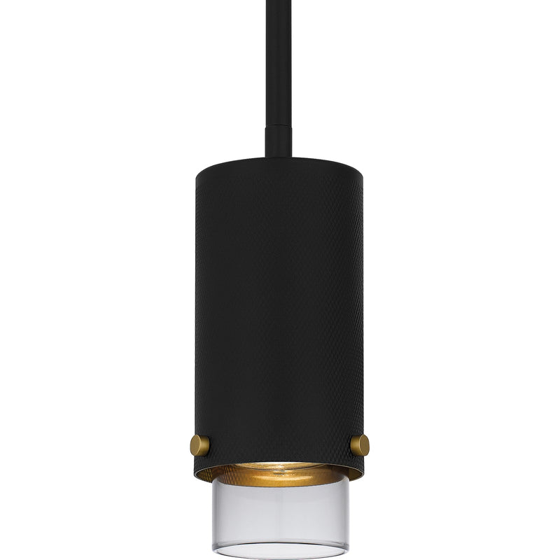 Quoizel Elio 8in 1-Light Mini Pendant | Modern Industrial Matte Black and Smoke Glass | Kitchen Island & Dining Nook | Model EIO1503MBK