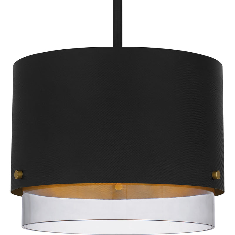 Quoizel Elio 14in 3-Light Pendant | Modern Industrial Matte Black and Smoke Glass | Kitchen Island & Dining Room | Model EIO1814MBK