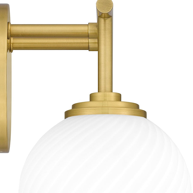 Quoizel Eloise 2 Light Bath Light, Aged Brass/Opal Etched Swirled